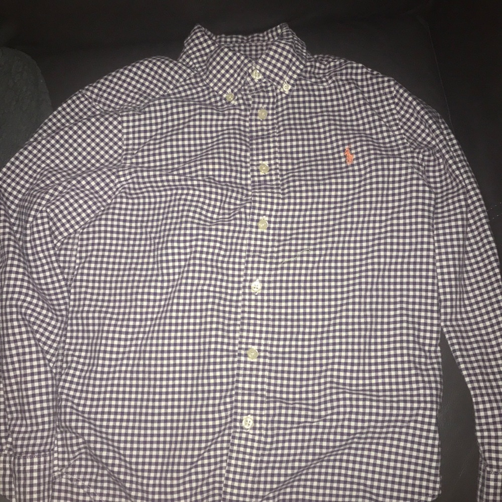 Boys Ralph Lauren long sleeve purple gingham shirt